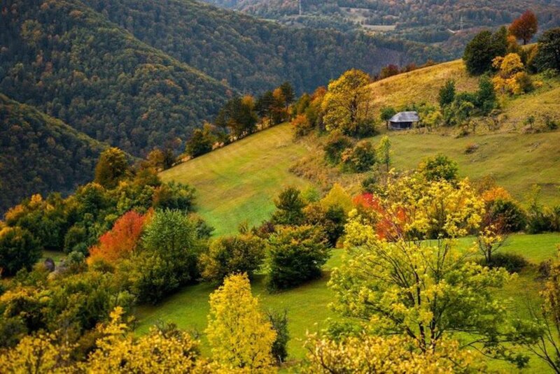 Autumn Hills with Cabin
