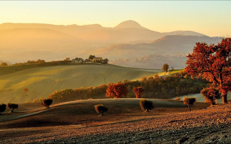 Autumn Hills with Farmhouse