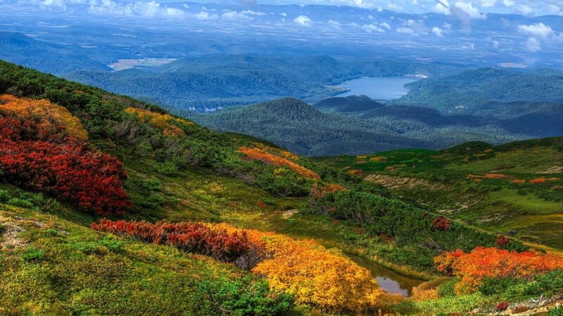 Autumn Hills with Lake — Green
