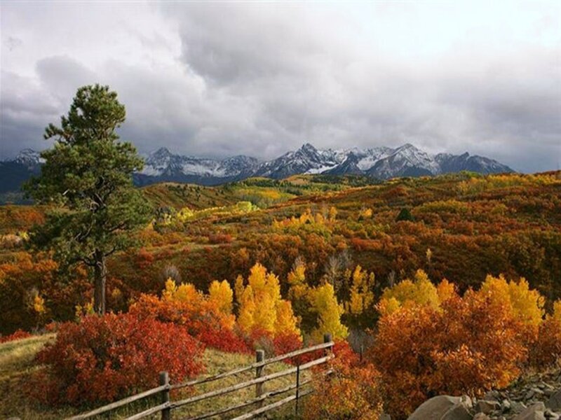 Autumn Hills with Mountains — Orange, Serene