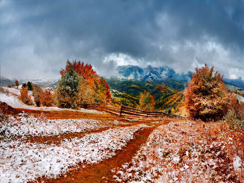 Autumn Hills with Snow