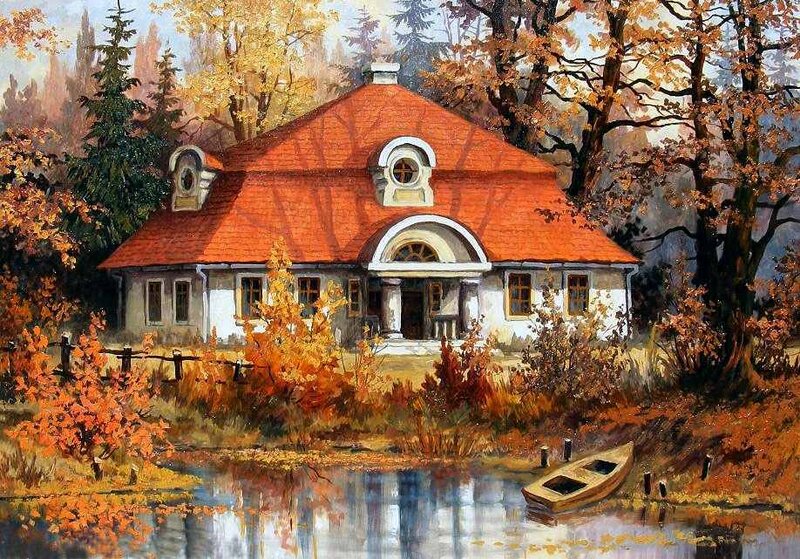 Autumn House by River