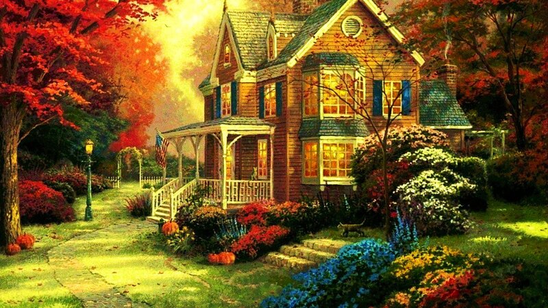 Autumn House with Porch