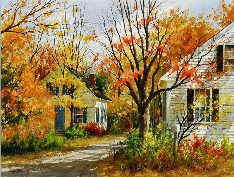 Autumn Houses and Trees