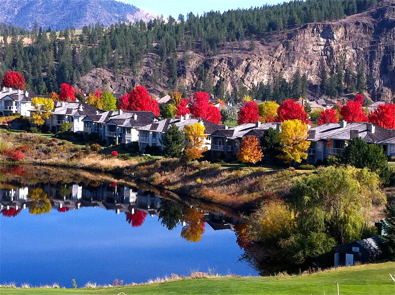 Autumn Houses by Lake