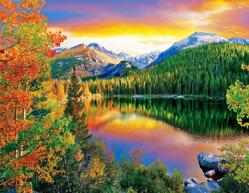 Autumn Lake and Mountains — Green