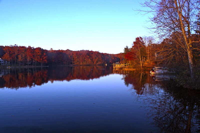 Autumn Lake at Dusk — Blue