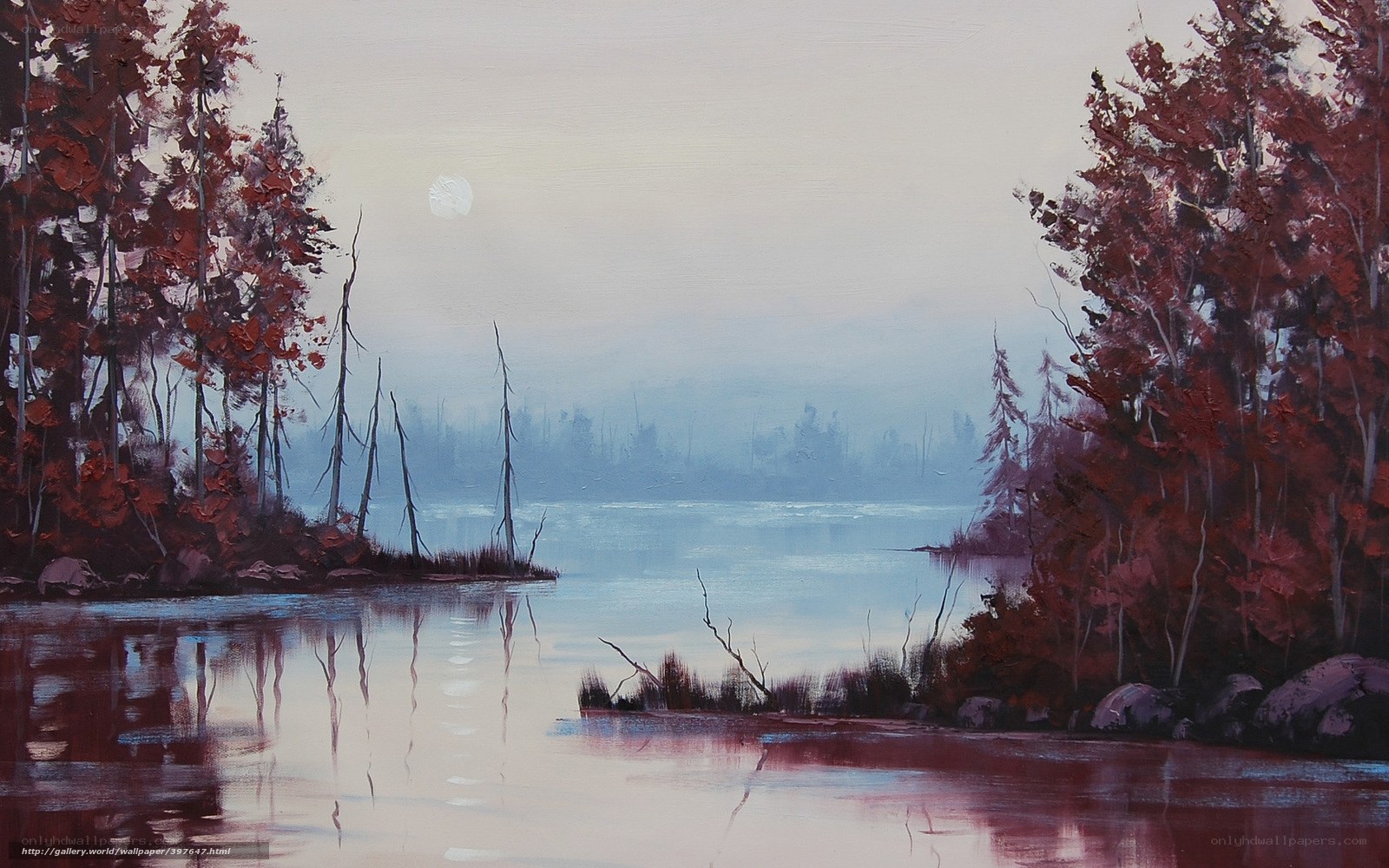 Autumn lake at dusk