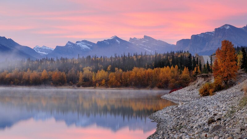 Autumn lake at sunrise