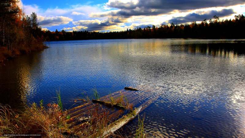 Autumn Lake at Sunset — Blue, Serene