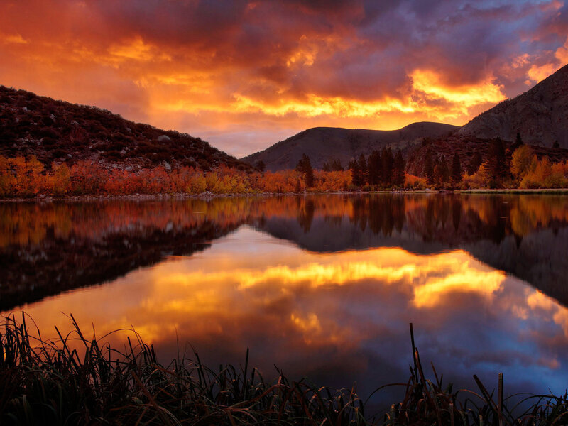 Autumn Lake at Sunset — Orange