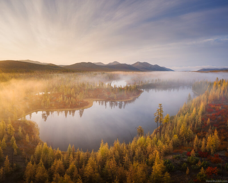 Autumn Lake in Forest — Yellow