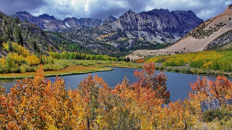 Autumn Lake in Mountains — Orange, Dramatic