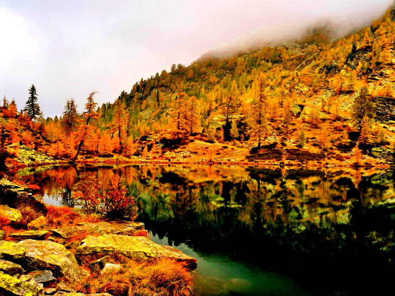 Autumn Lake in Mountains — Orange