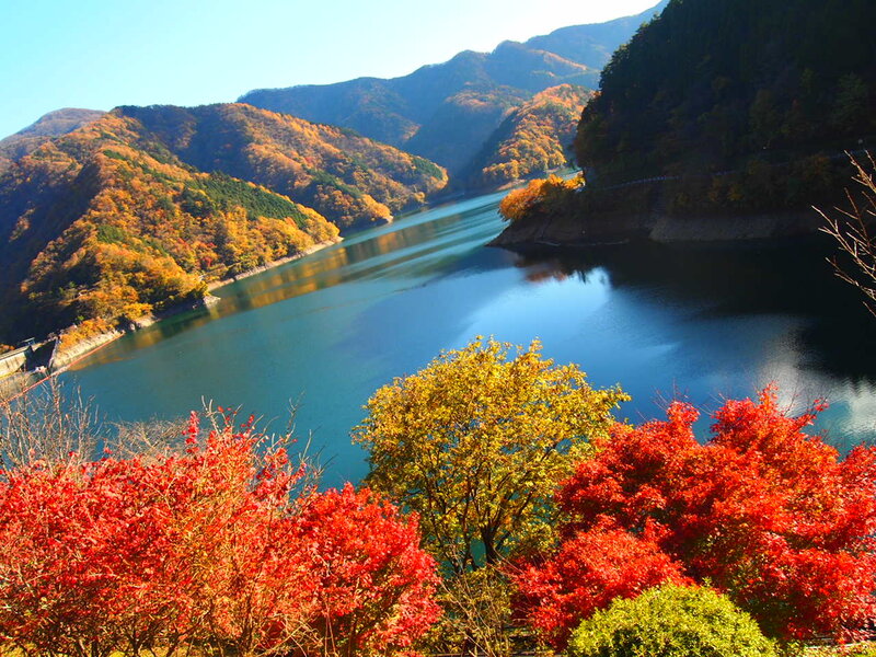 Autumn Lake in Mountains — Red