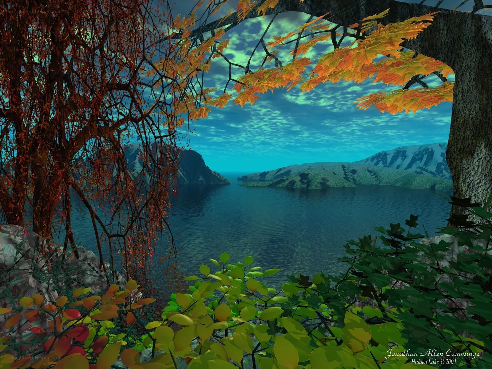 Autumn lake landscape