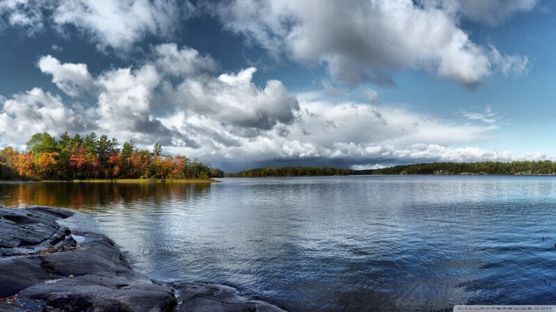 Autumn Lake Landscape — Blue, Dramatic