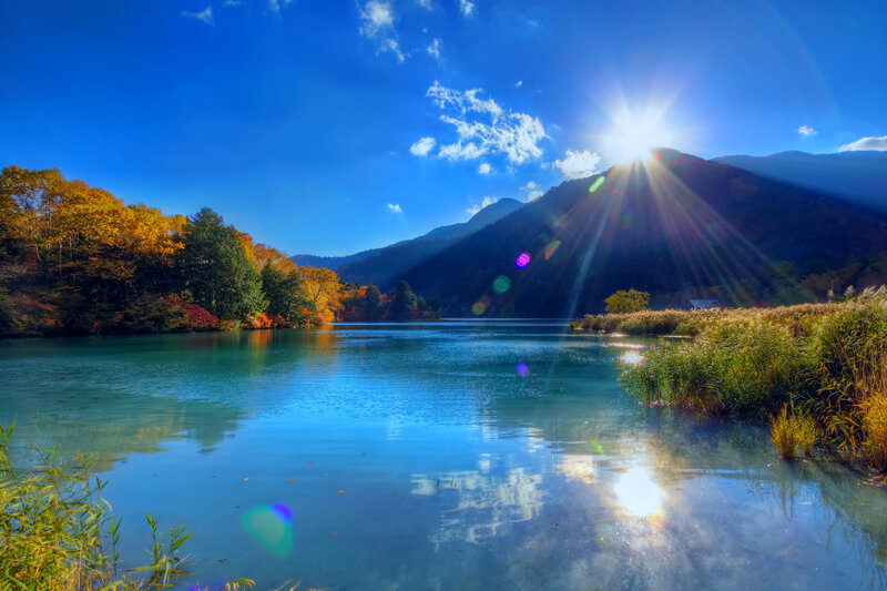 Autumn Lake Landscape — Blue, Serene, Afternoon