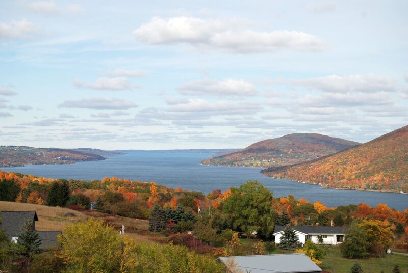 Autumn Lake Landscape — Blue