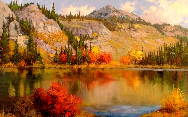 Autumn Lake Landscape — Orange