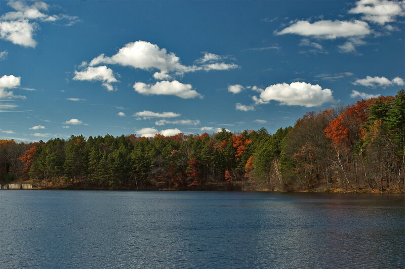 Autumn lake with colorful trees