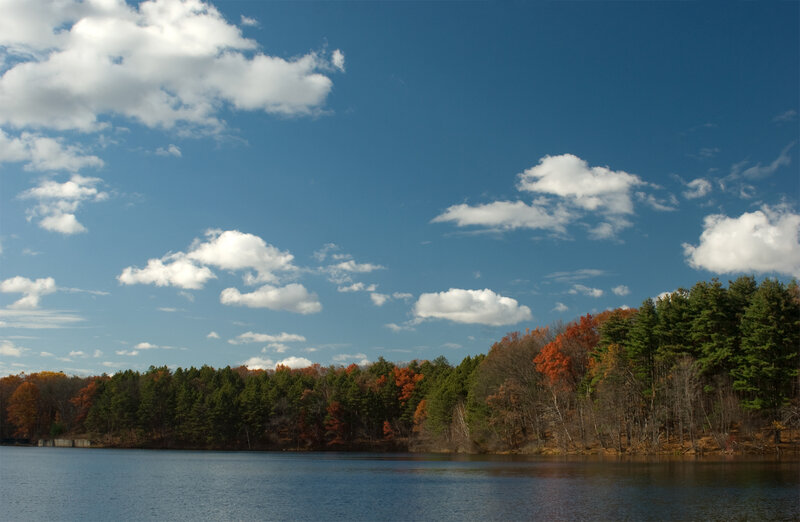 Autumn lake with colorful trees