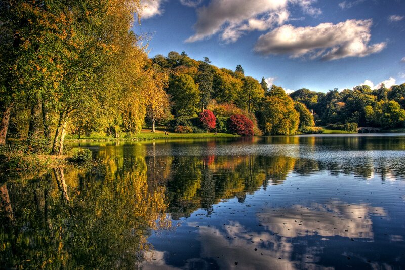 Autumn lake with colorful trees