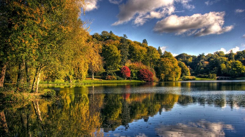 Autumn lake with colorful trees