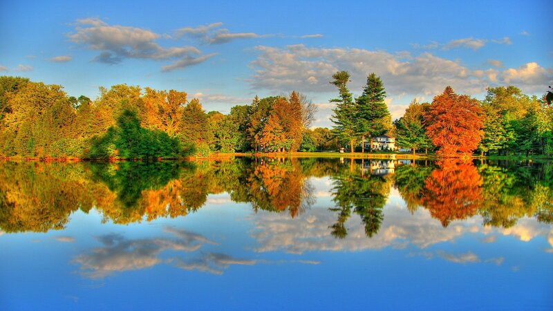 Autumn lake with colorful trees