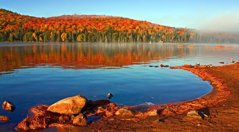 Autumn lake with colorful trees