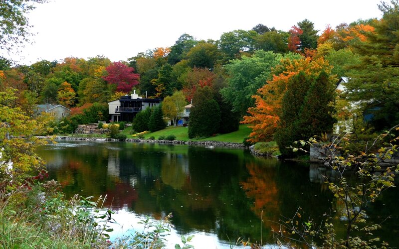 Autumn lake with colorful trees