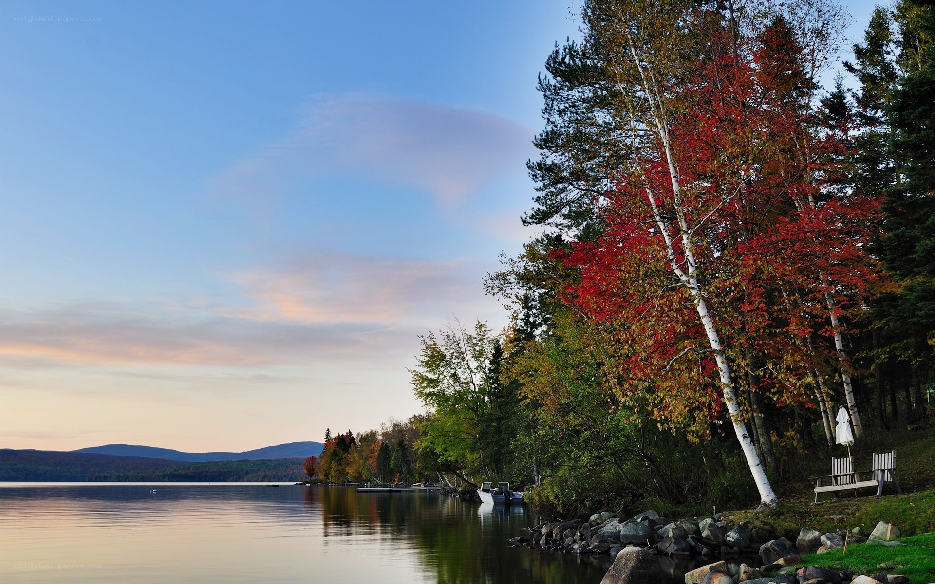 Autumn lake with colorful trees