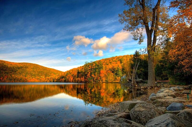 Autumn lake with colorful trees