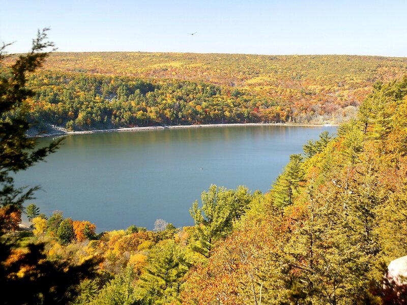 Autumn lake with colorful trees