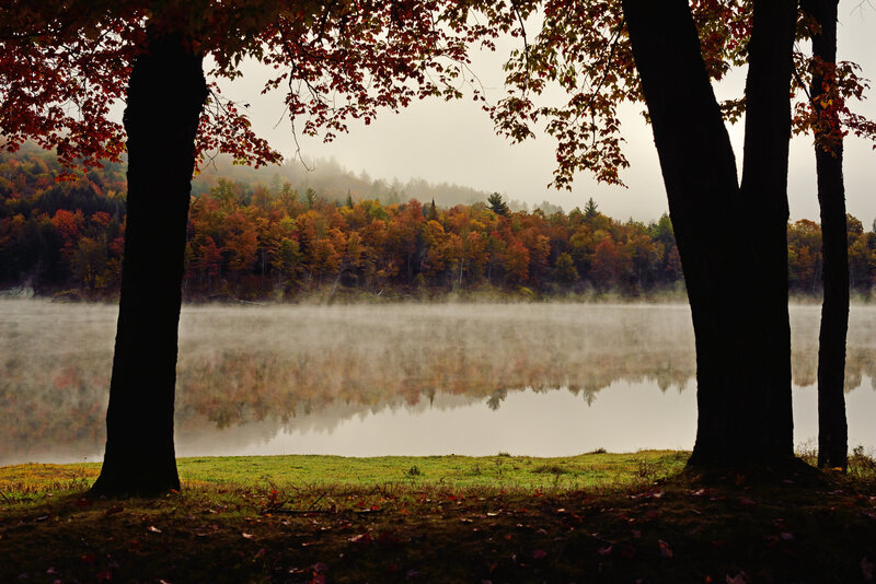 Autumn Lake with Mist — Green