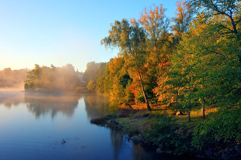 Autumn Lake with Mist