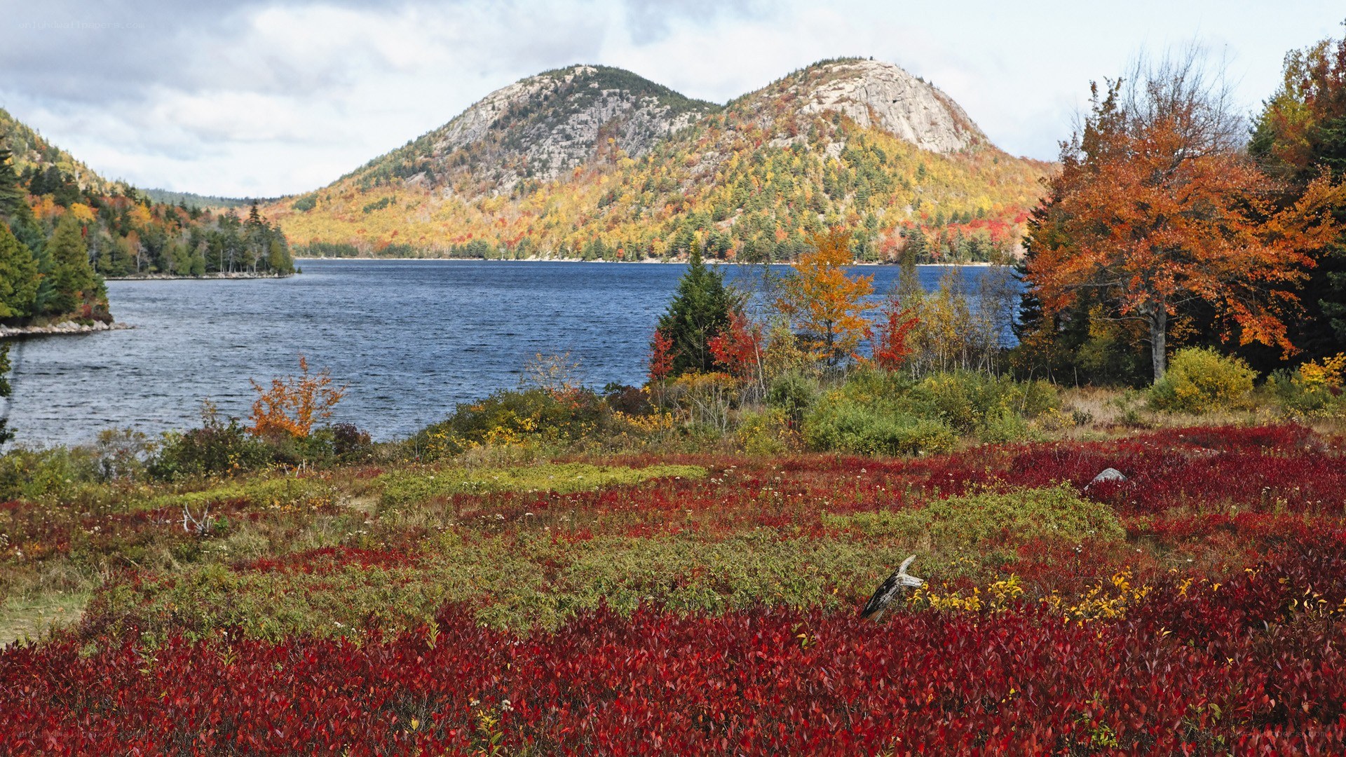 Autumn lake with mountains
