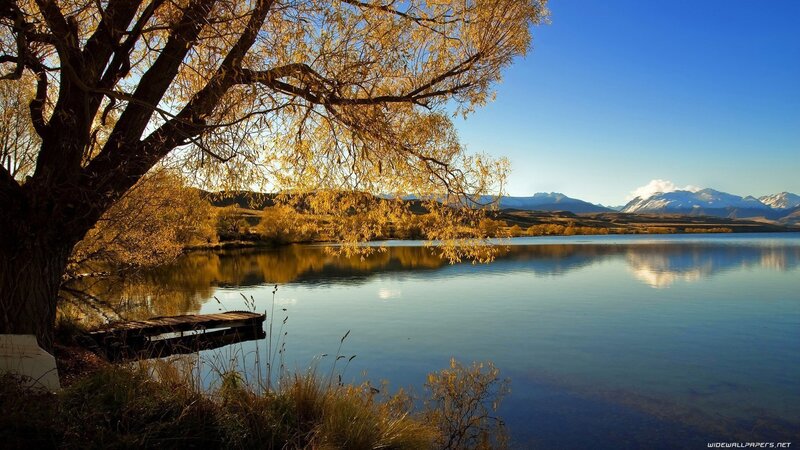 Autumn lake with mountains