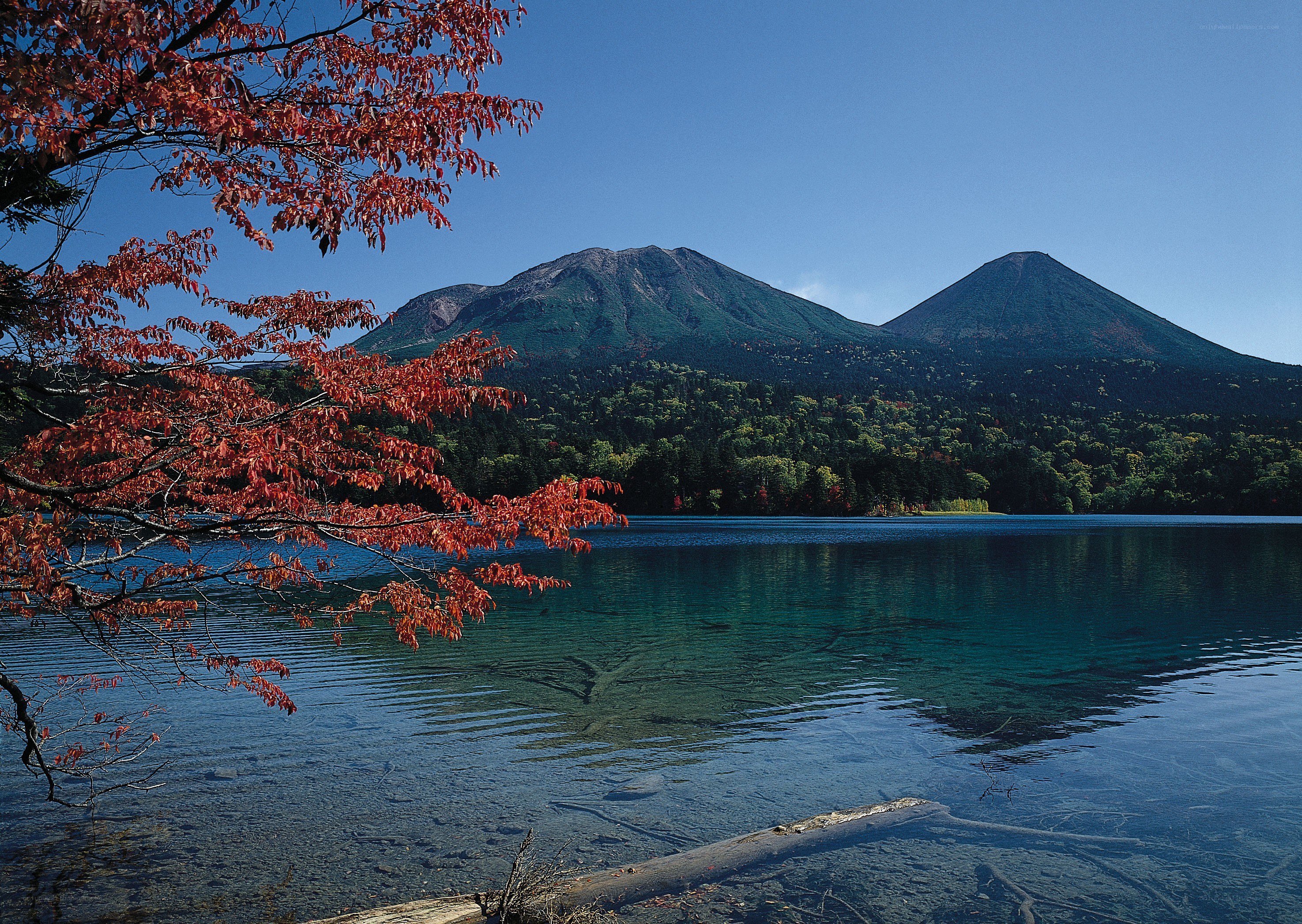 Autumn lake with mountains
