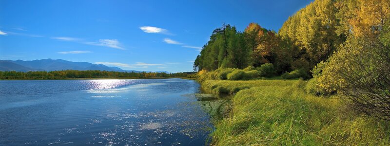 Autumn lake with mountains