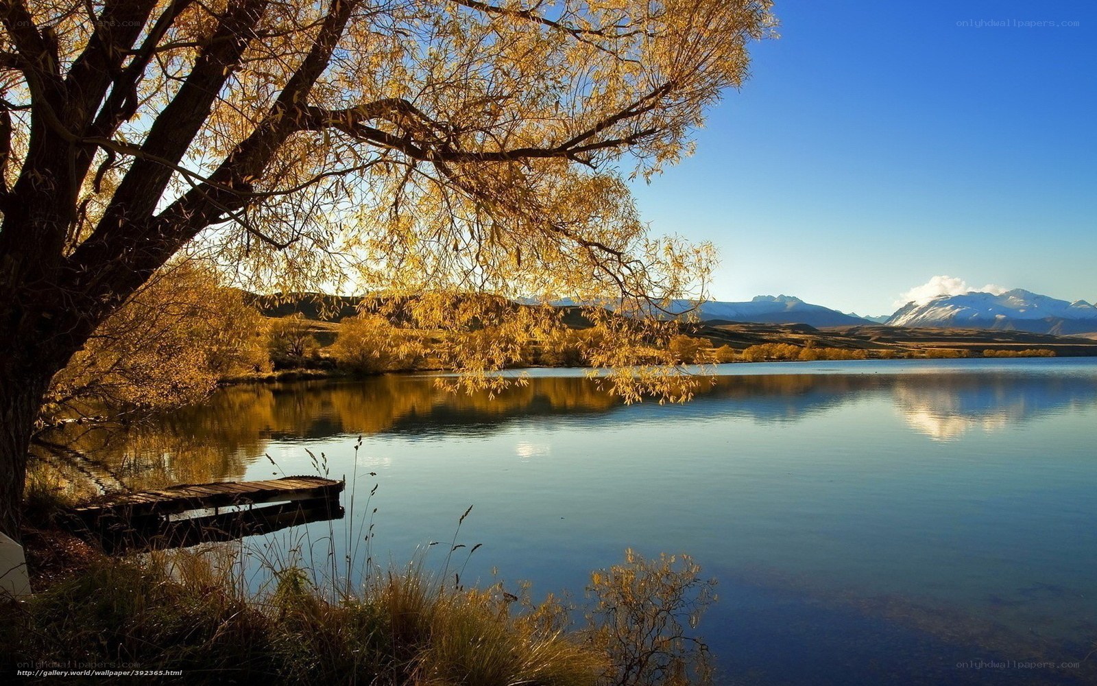 Autumn lake with mountains