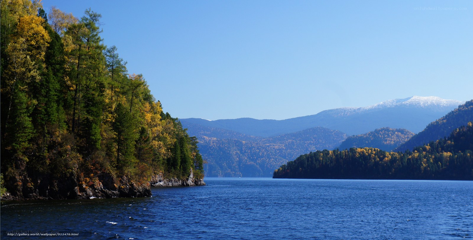 Autumn lake with mountains