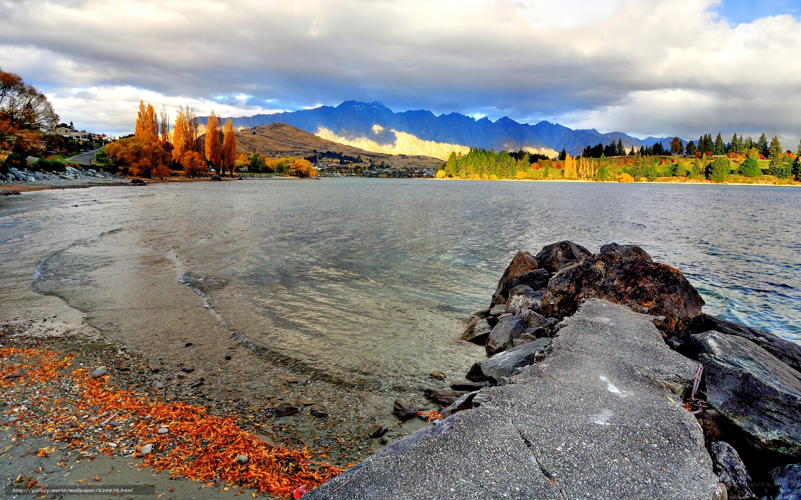 Autumn lake with mountains