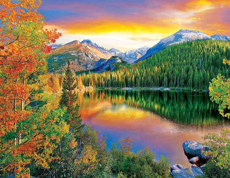 Autumn Lake with Mountains — Orange
