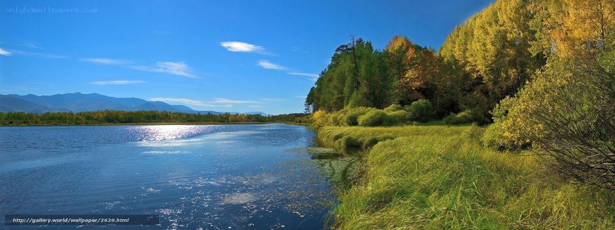 Autumn lake with mountains