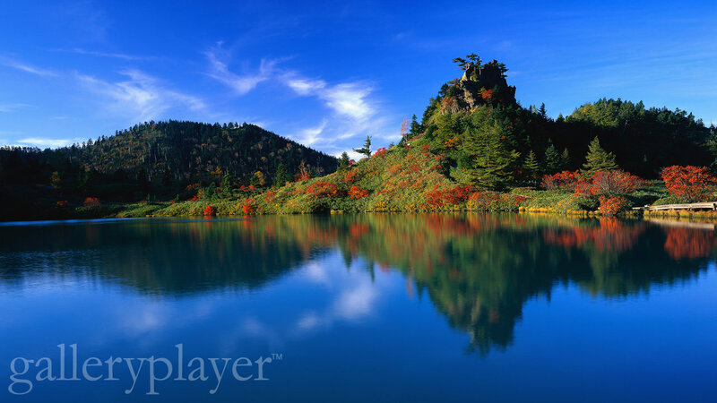 Autumn Lake with Reflection — Blue, Serene, Photograph, Mountain