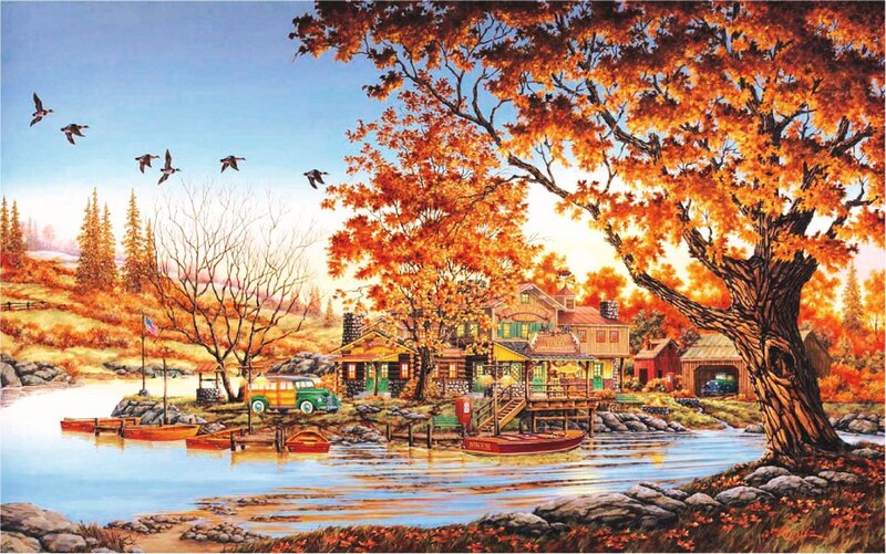 Autumn Lakeside Cabin
