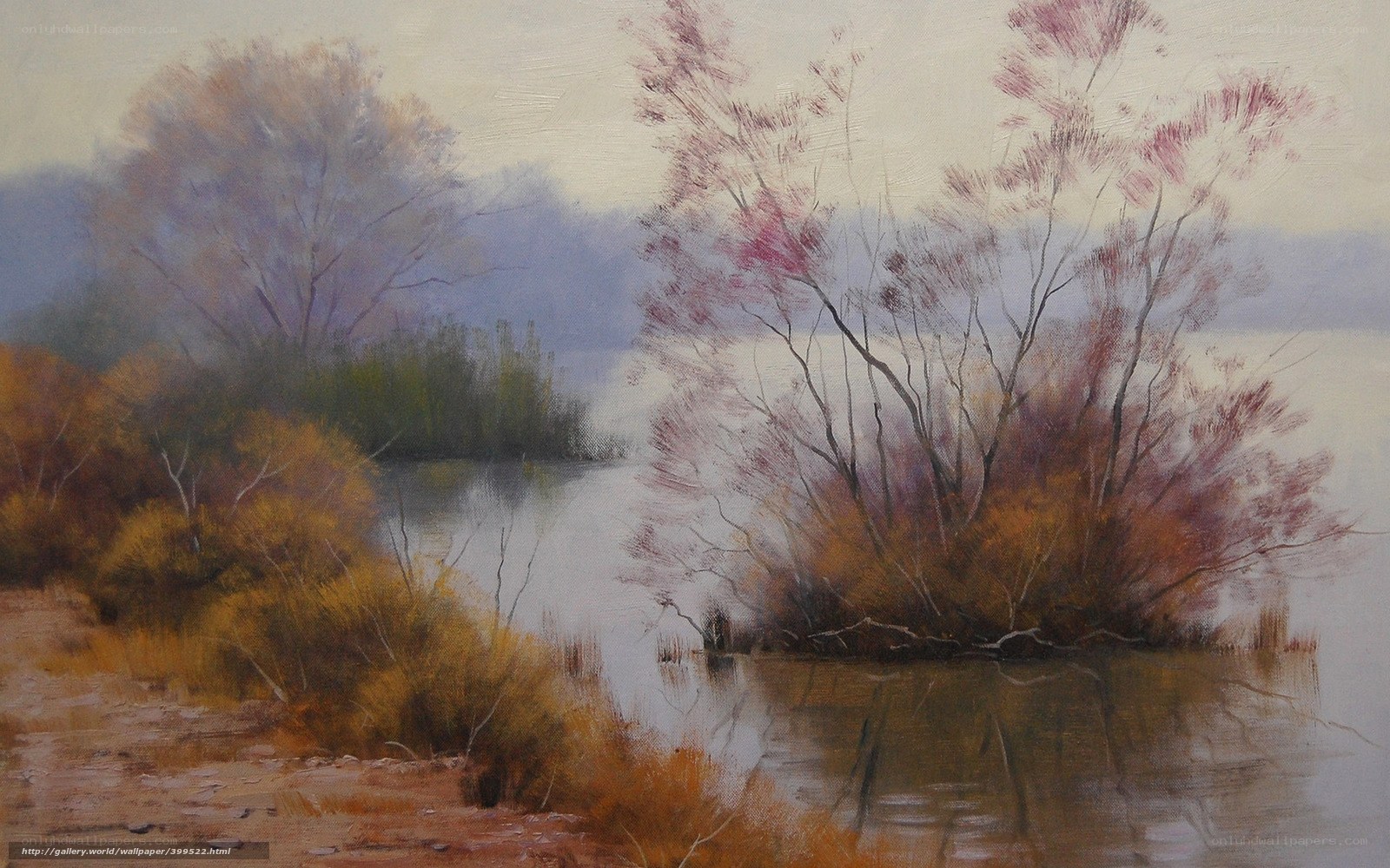 Autumn lakeside landscape