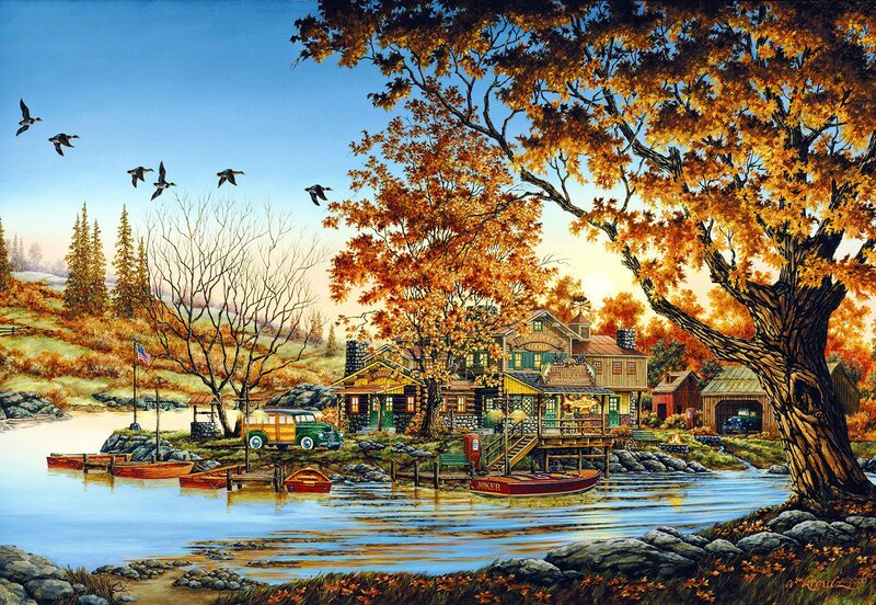Autumn Lakeside Village — Orange