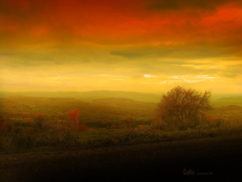 Autumn Landscape at Sunset — Orange